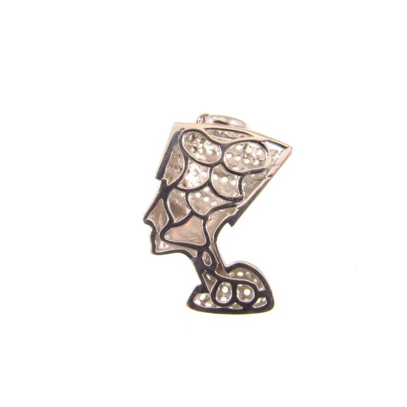 Solid 925 Sterling Silver and CZ Egyptian Queen Nefertiti Pendant Jewelry Charm - Picture 8 of 8